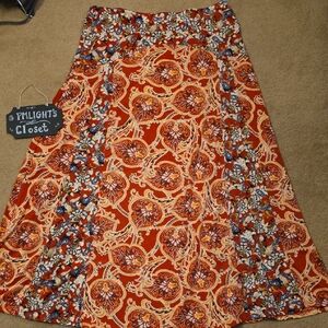 Cato Maxi Skirt Floral Patterned Dark Orange White Tan Floral